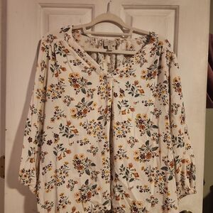 St. John's Bay Cream Floral Blouse